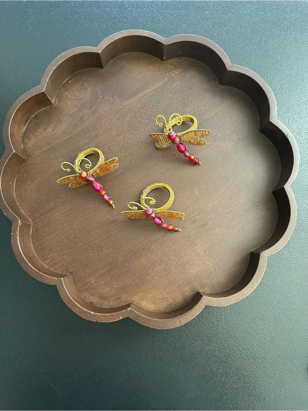 Pier 1 Beaded Dragonfly Napkin Rings ~ Set of 3